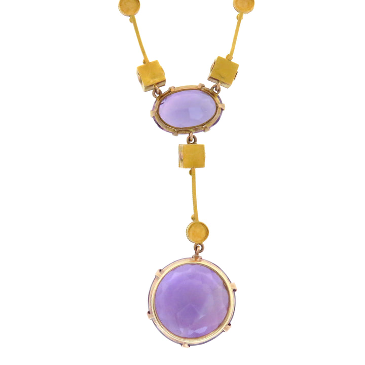Outstanding Amethyst Necklace in 15k Circa 1879 *include ribbon*