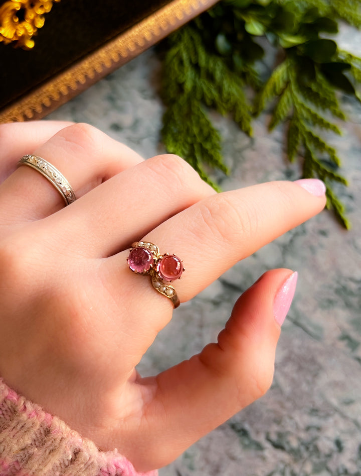 Candy Pink Tourmaline Cabochon Ring in 10ct