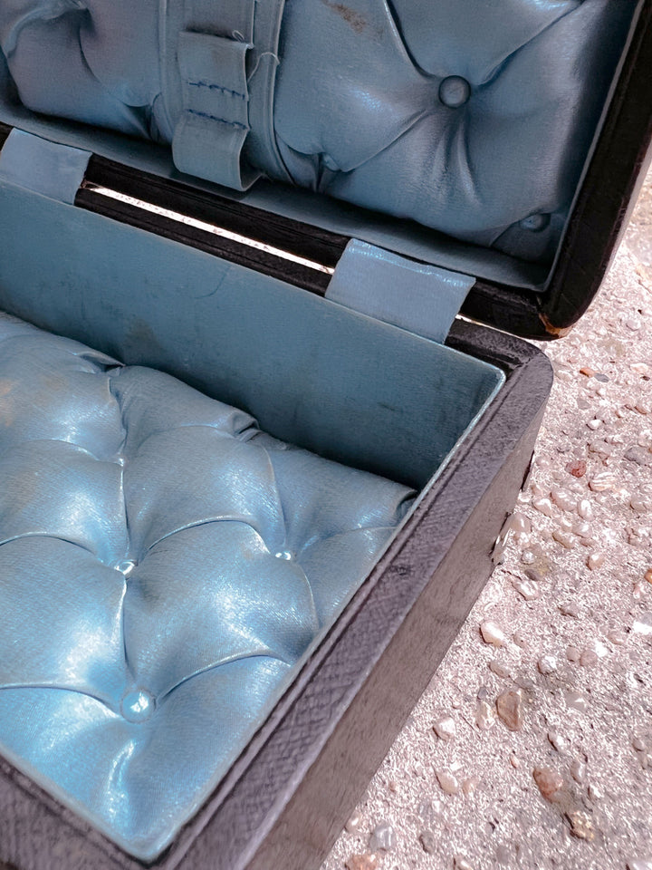 Blue Silk and Black Leather Napoleon III Box
