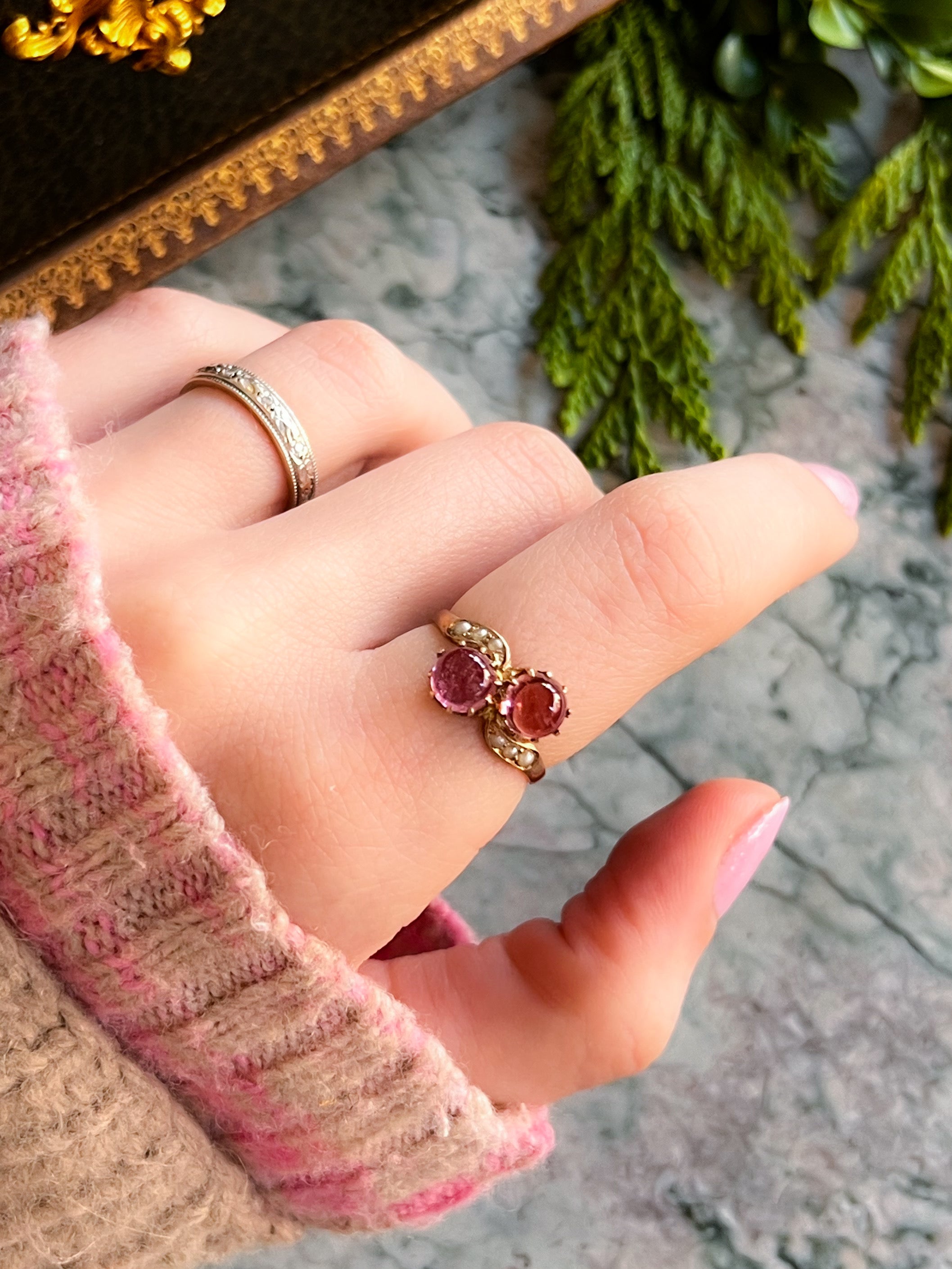Candy Pink Tourmaline Cabochon Ring in 10ct