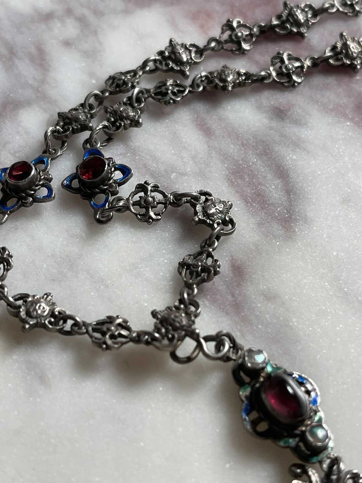 Austro-Hungarian Sterling Garnet Necklace