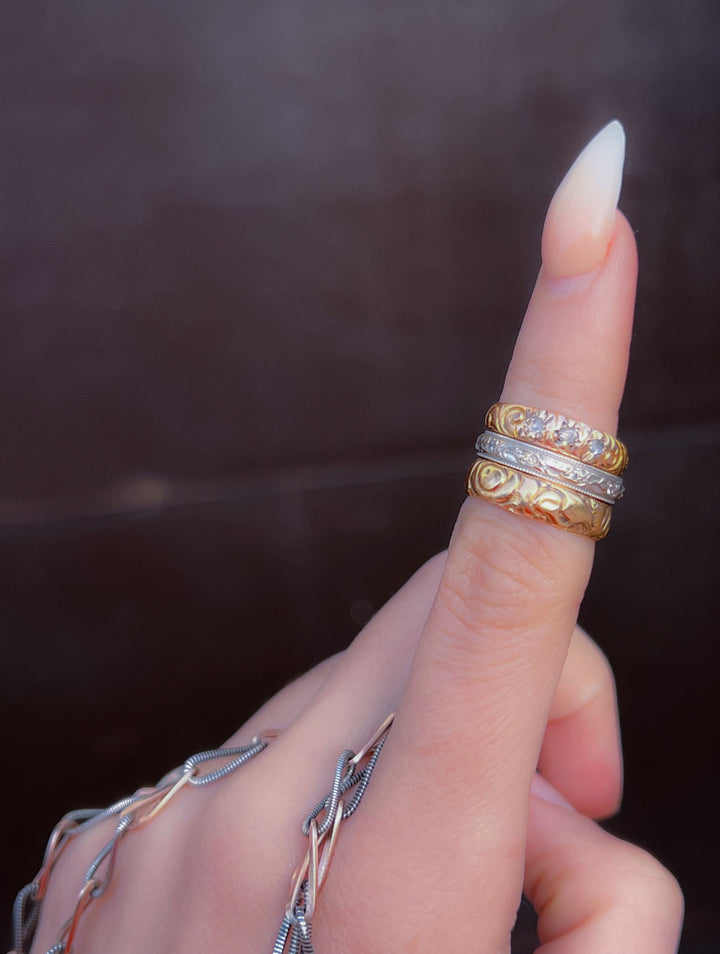 Wonderful Victorian Pink Gold Diamond Star Band