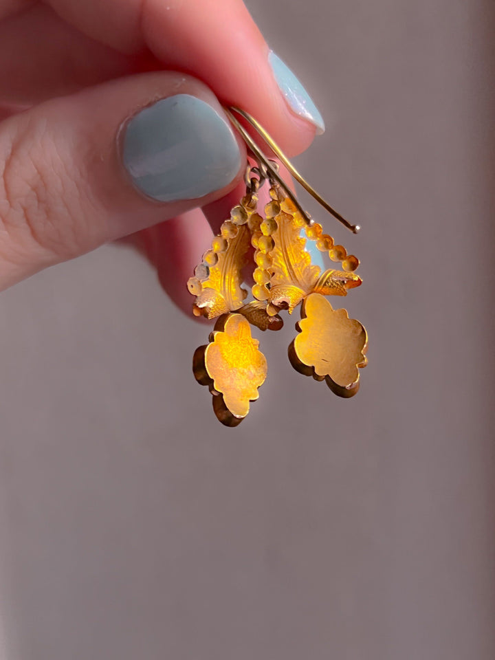 15k Foiled Pink Tourmaline Earrings