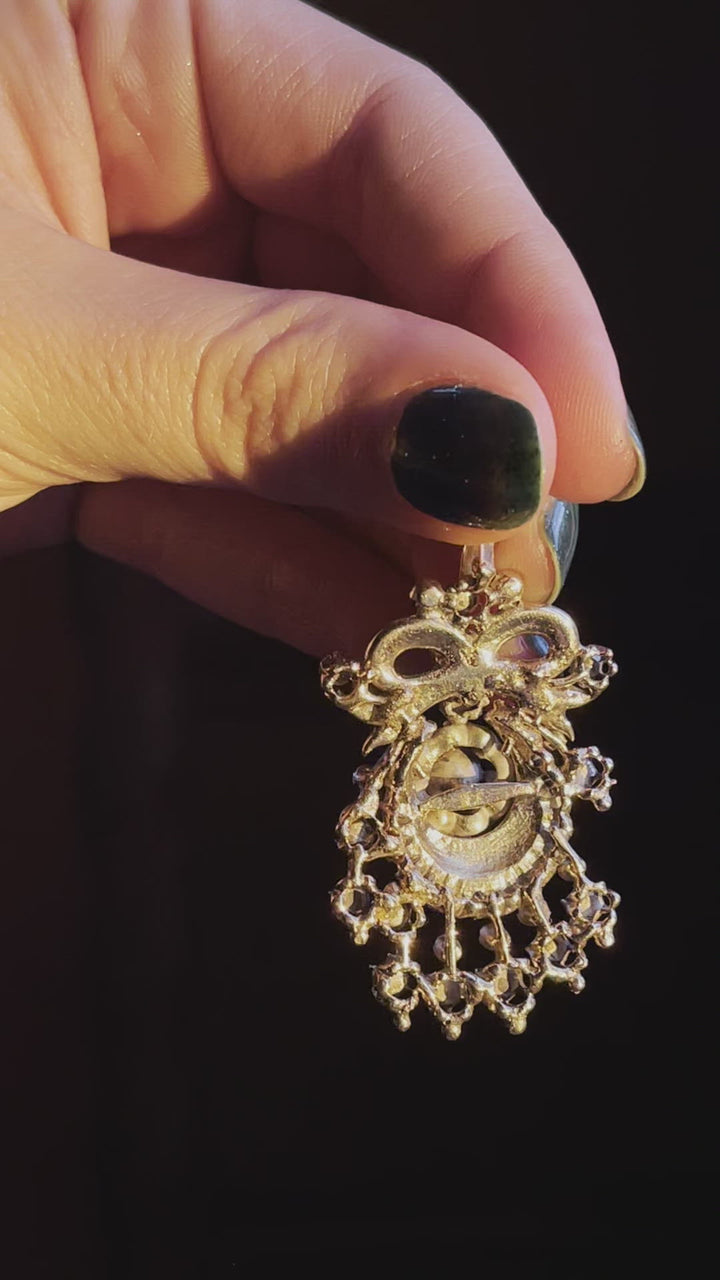 18k and Sterling Silver Rose-Cut Diamond Bow Pendant *include white and red ribbon*