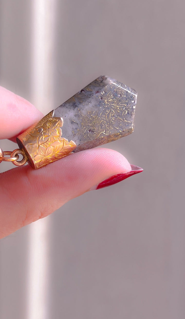 Stunning Gold-in-Quartz Pendant in 15k
