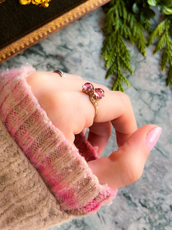 Candy Pink Tourmaline Cabochon Ring in 10ct