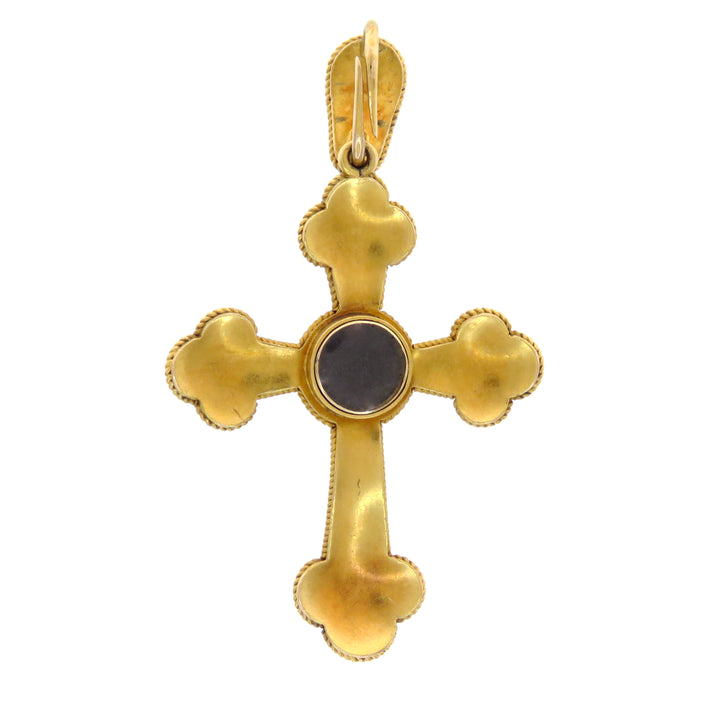 18k Pearl & Diamond Cross Pendant