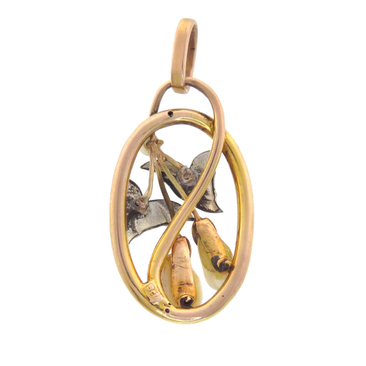 Art Nouveau Pendant of Sumptuous Pearl Fruits Circa 1915 *include purple ribbon*
