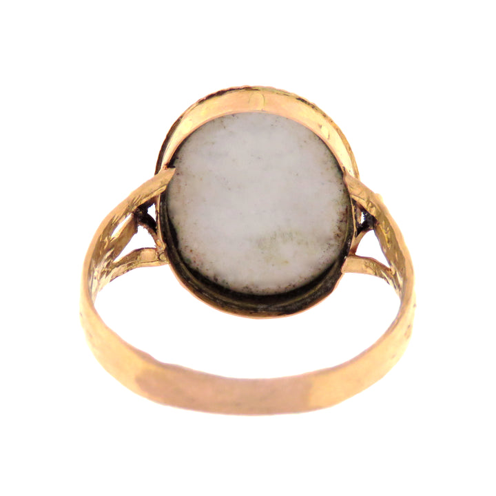 Romantic 18K French Rococo Revival Painted Enamel Ring