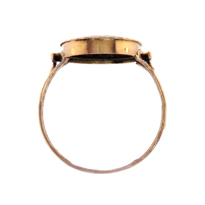Romantic 18K French Rococo Revival Painted Enamel Ring