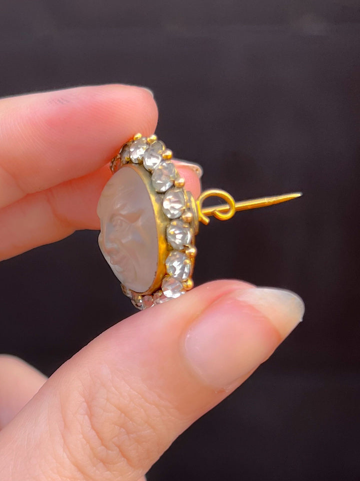 Superb Luminescent “Man in the Moon” Brooch