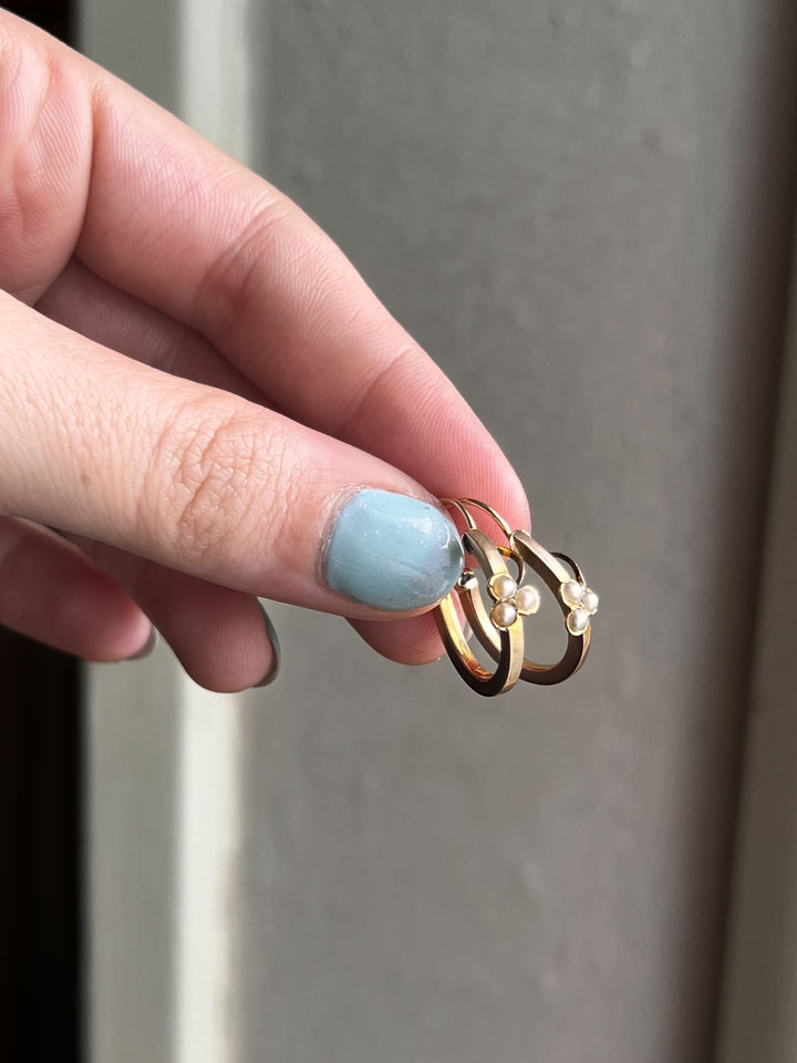 Extremely Rare Victorian 15k Pink Gold Clover Earrings