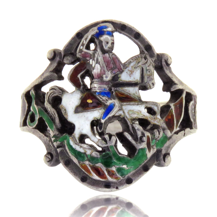 Sterling Austro-Hungarian "St. George Slaying The Dragon" Ring