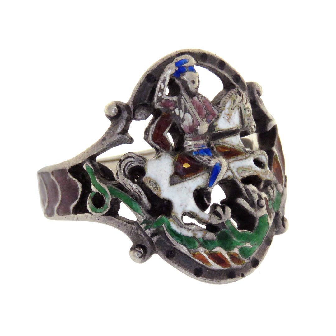 Sterling Austro-Hungarian "St. George Slaying The Dragon" Ring
