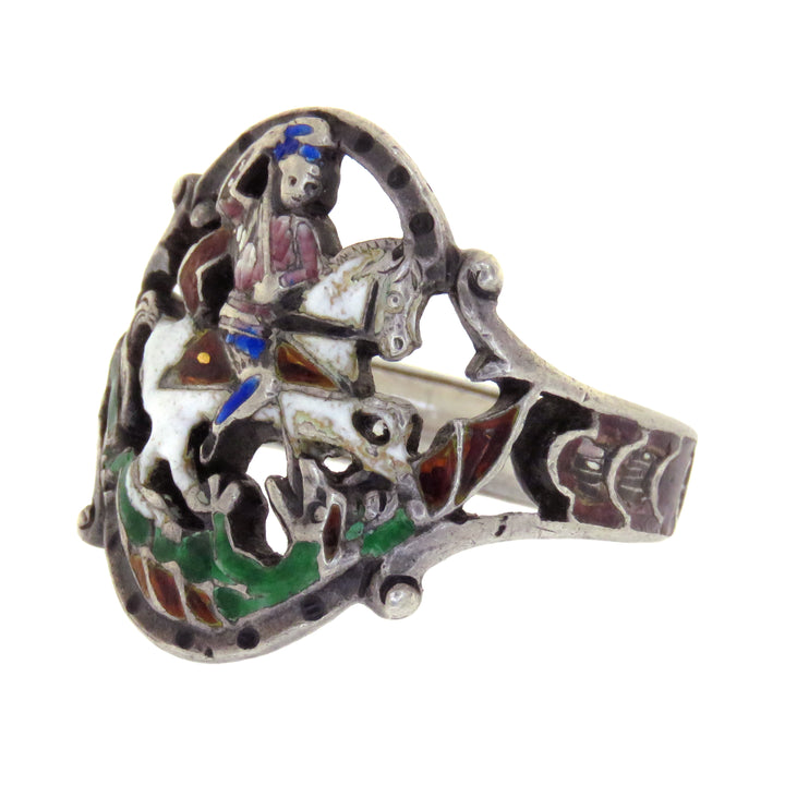 Sterling Austro-Hungarian "St. George Slaying The Dragon" Ring