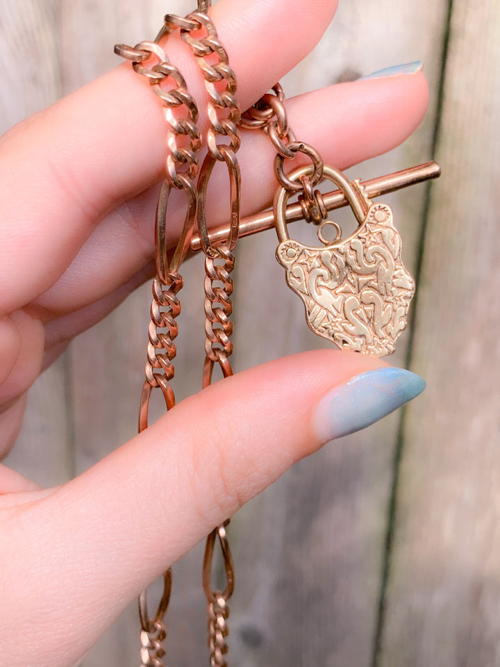 15k and Sterling Padlock with Garnet Cabochon