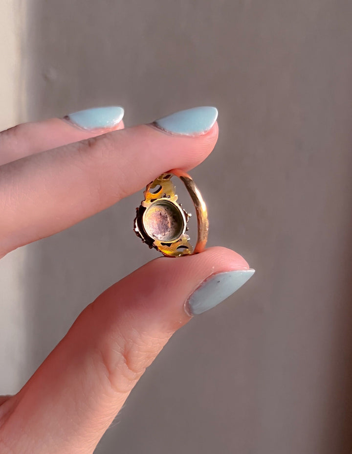 Gorgeous, Hallmarked 15k Opal + Ruby Cruciform Ring