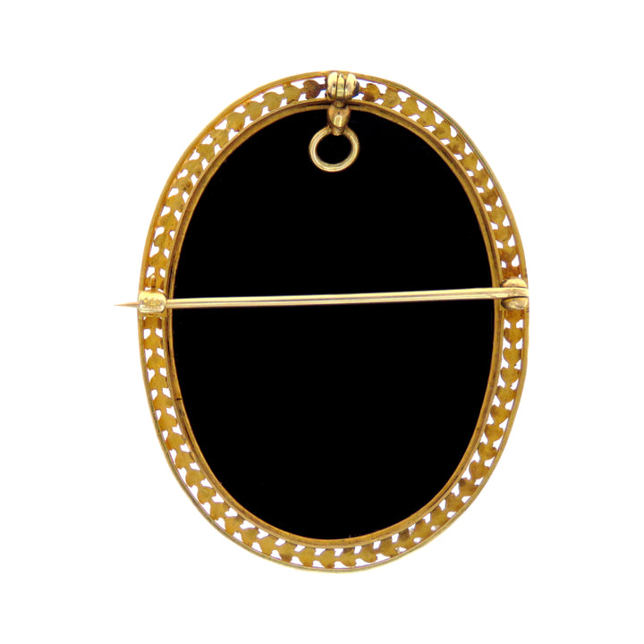14k Onyx Gentleman Cameo Brooch with Bale