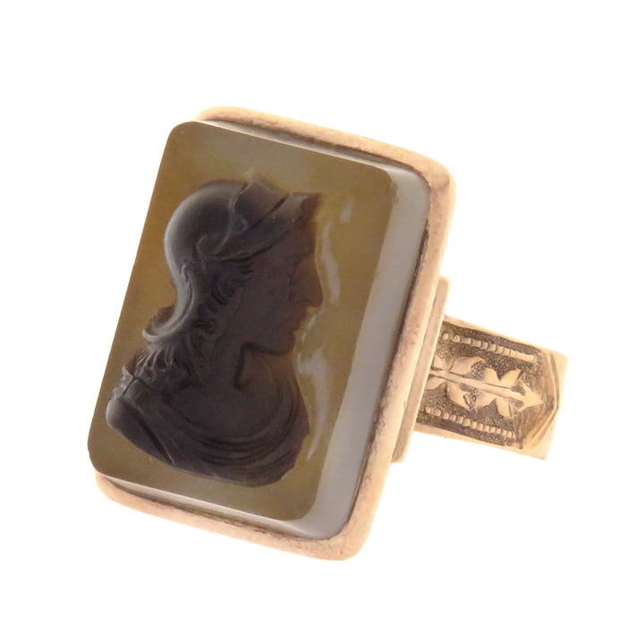 14ct American Carnelian Cameo Ring C 1890