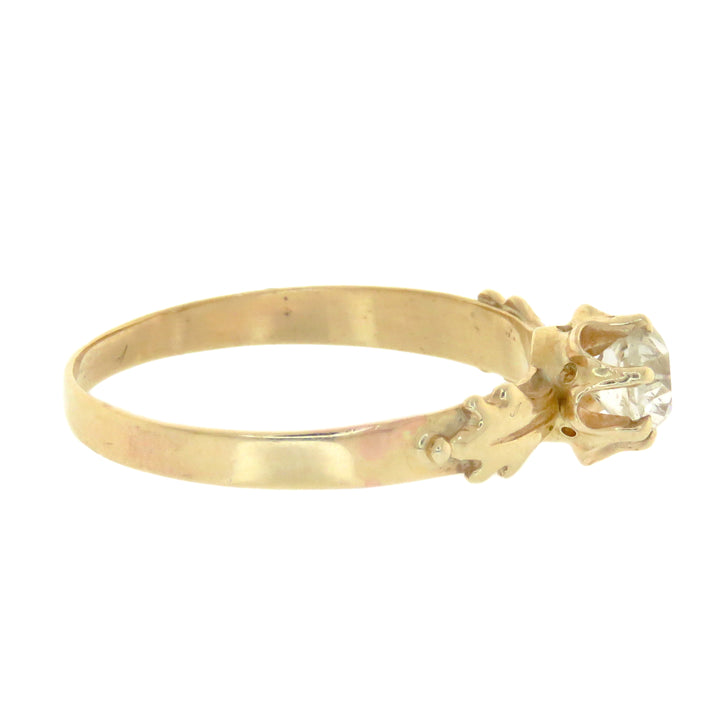 14k Old Mine Cut Diamond Solitaire Ring .60 Circa 1890 *