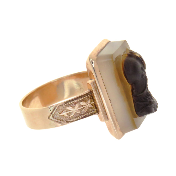 14ct American Carnelian Cameo Ring C 1890