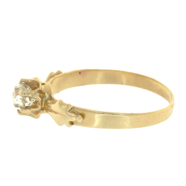 14k Old Mine Cut Diamond Solitaire Ring .60 Circa 1890 *