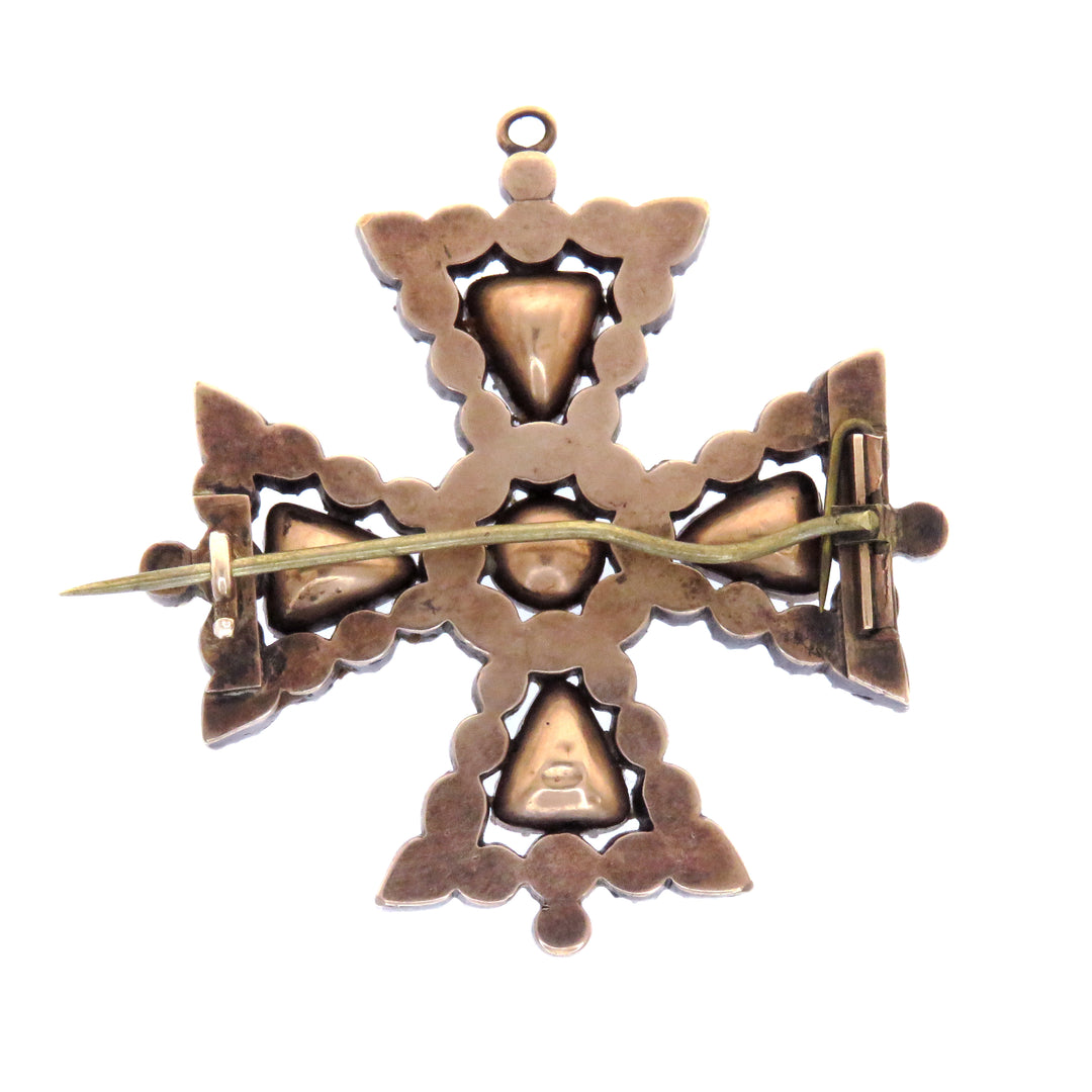 Maltese 15k Cross With Amethyst & Diamond Paste