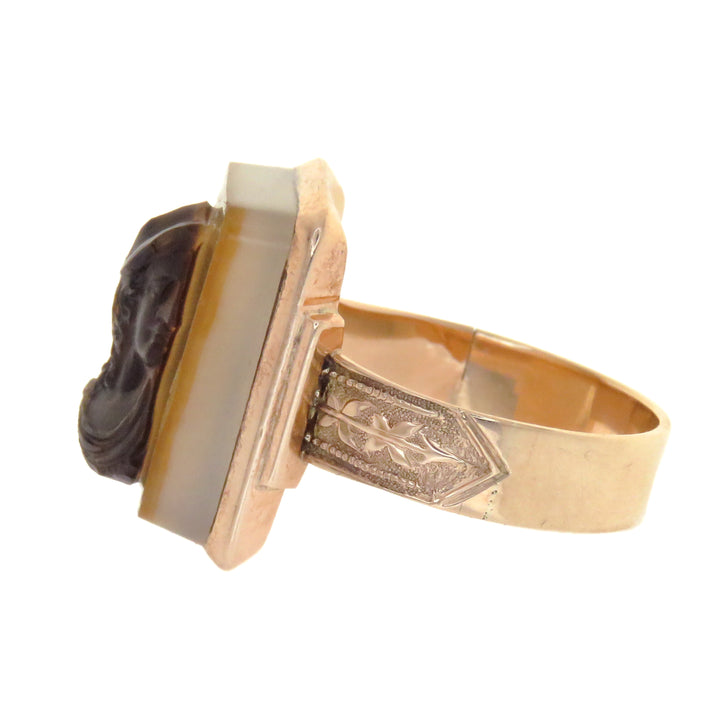 14ct American Carnelian Cameo Ring C 1890