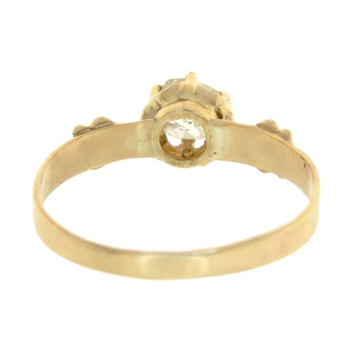 14k Old Mine Cut Diamond Solitaire Ring .60 Circa 1890 *