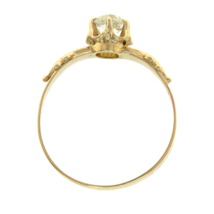 14k Old Mine Cut Diamond Solitaire Ring .60 Circa 1890 *