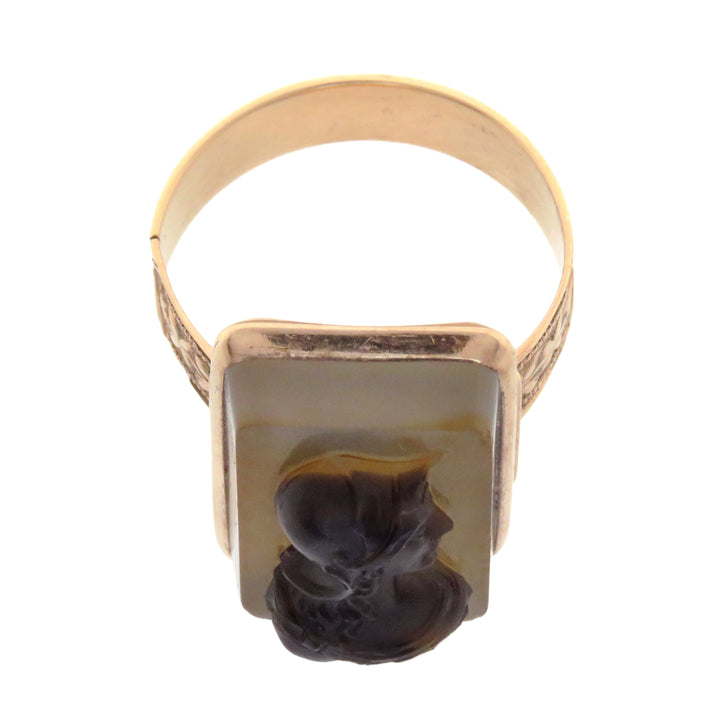 14ct American Carnelian Cameo Ring C 1890