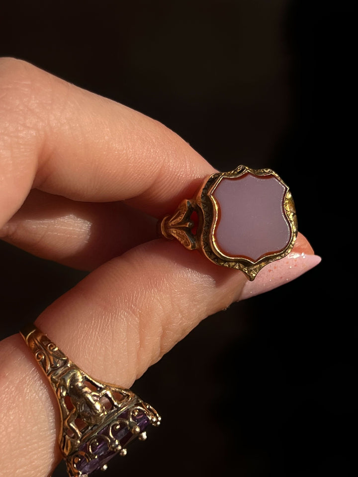 Notable Victorian Sardonyx Shield Ring