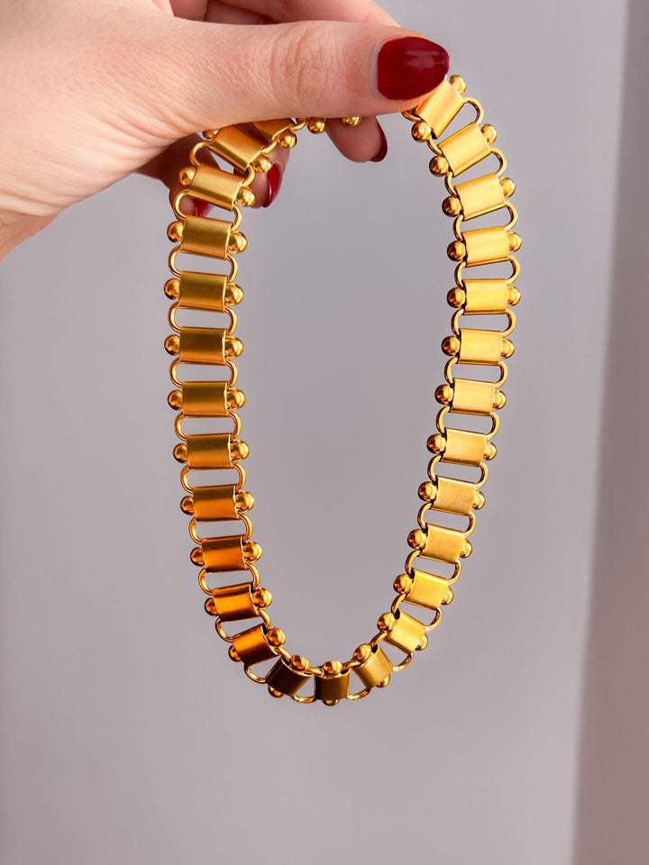Sumptuous 18k Gold Over Jeweler's Brass Archaeological Revival Collar
