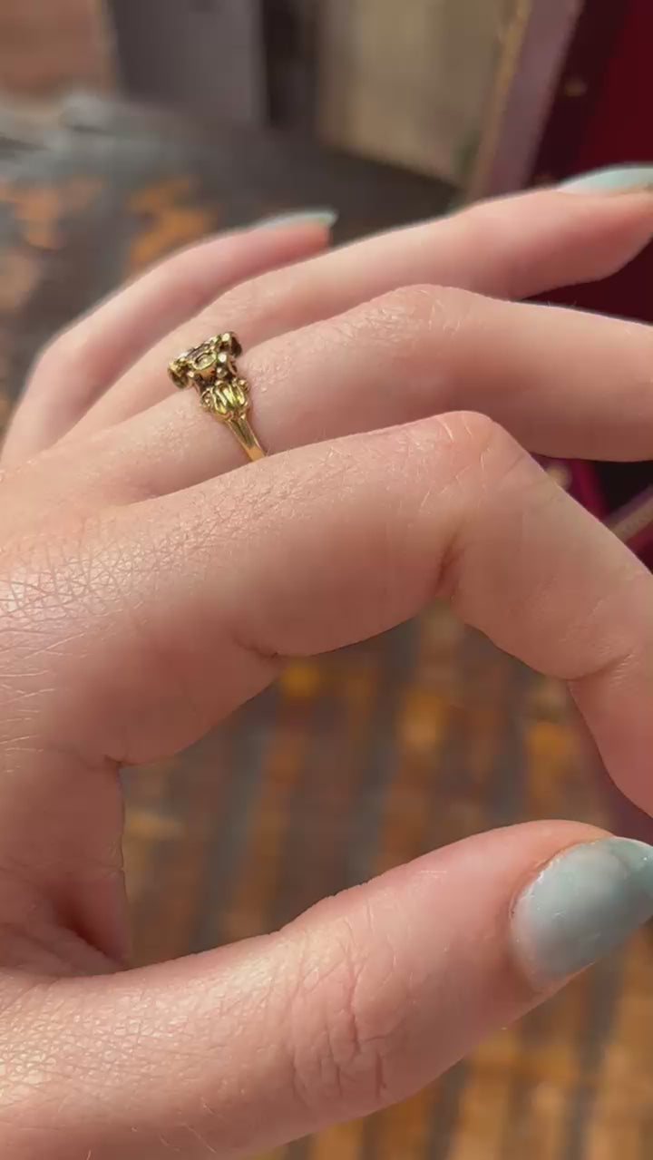 Victorian 18k Pink Tourmaline and Pearl Ring