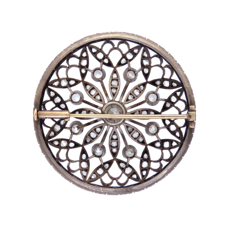 18K Pink Gold & Sterling Diamond Brooch