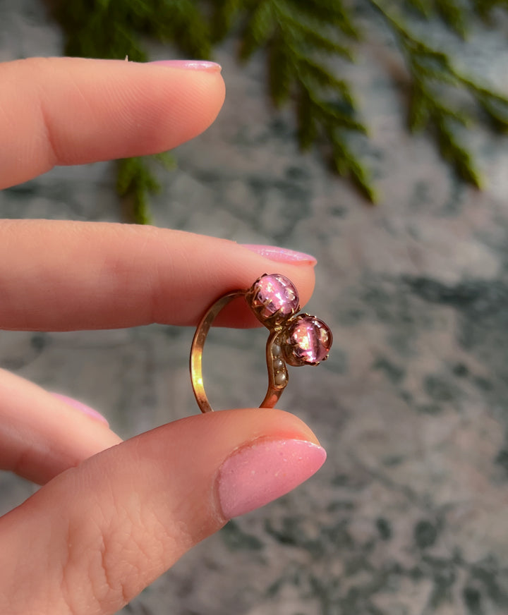 Candy Pink Tourmaline Cabochon Ring in 10ct