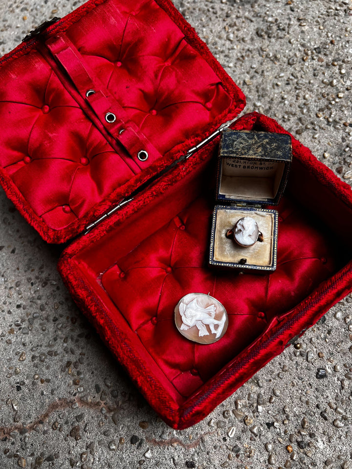 An outstanding Red Velvet + Tufted Silk Napoleon III Box