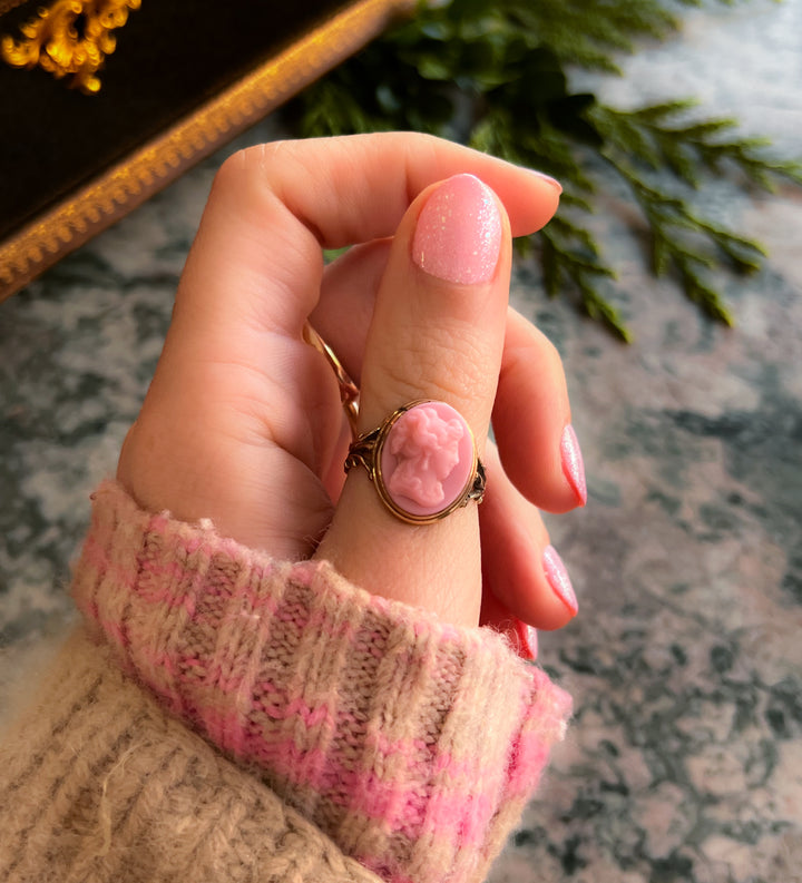 Victorian Pate De Verre Cameo Conversion Ring