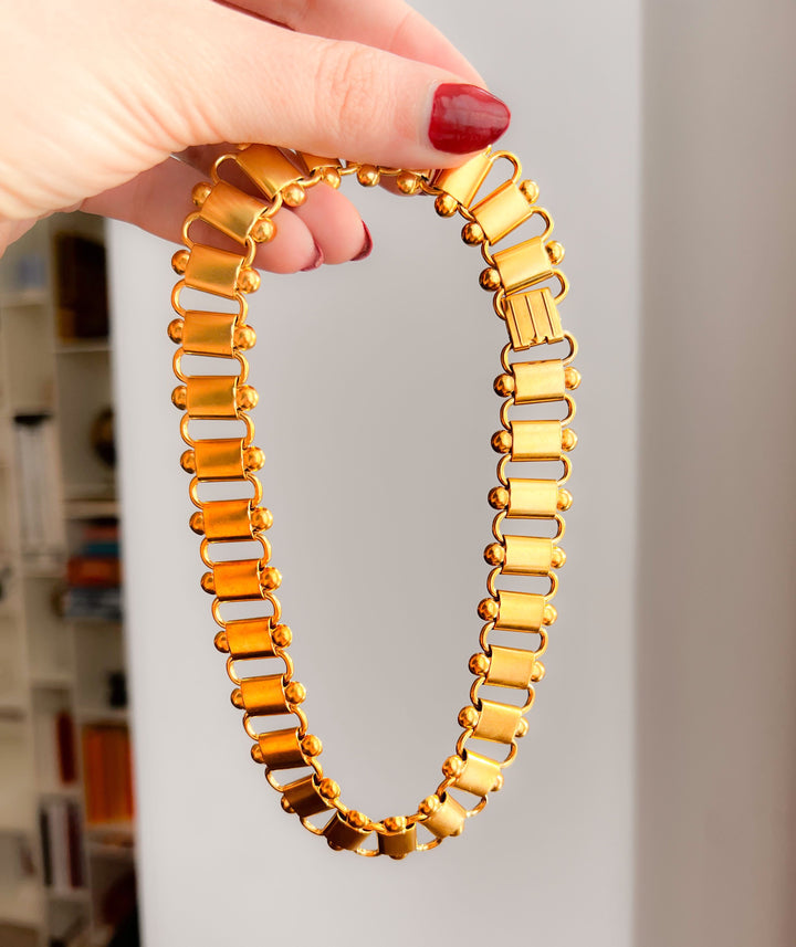 Sumptuous 18k Gold Over Jeweler's Brass Archaeological Revival Collar