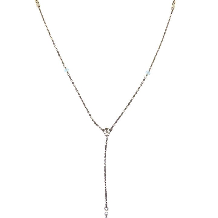 14k Art Deco Long Guard Aquamarine Chain