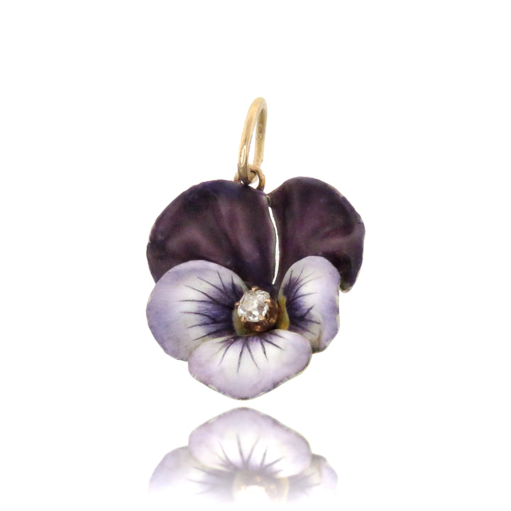 14ct Edwardian Enamel Pansy Pendant