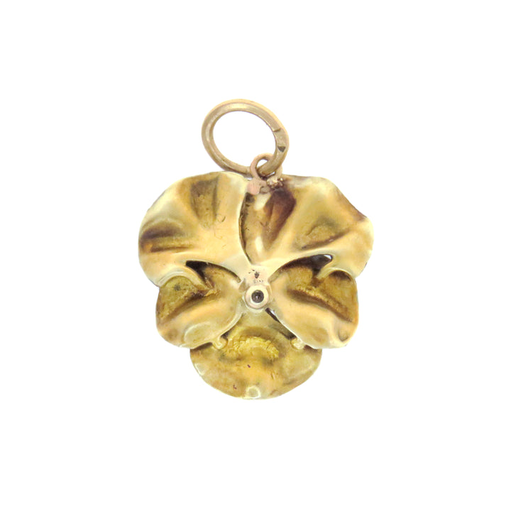 14ct Edwardian Enamel Pansy Pendant