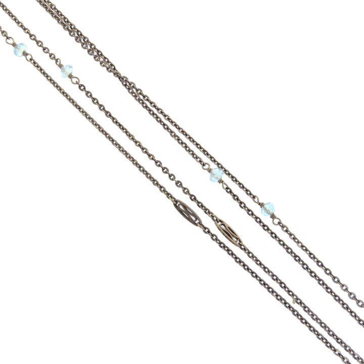 14k Art Deco Long Guard Aquamarine Chain