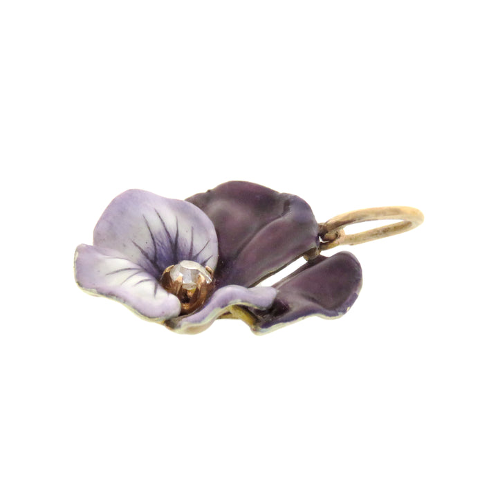 14ct Edwardian Enamel Pansy Pendant