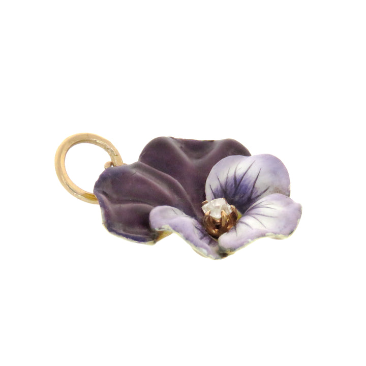 14ct Edwardian Enamel Pansy Pendant