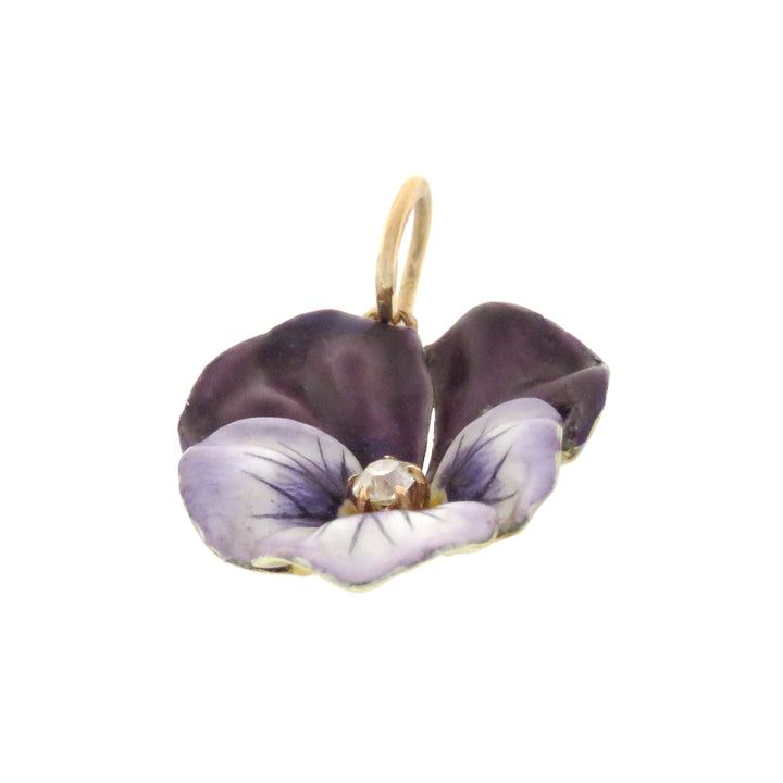 14ct Edwardian Enamel Pansy Pendant