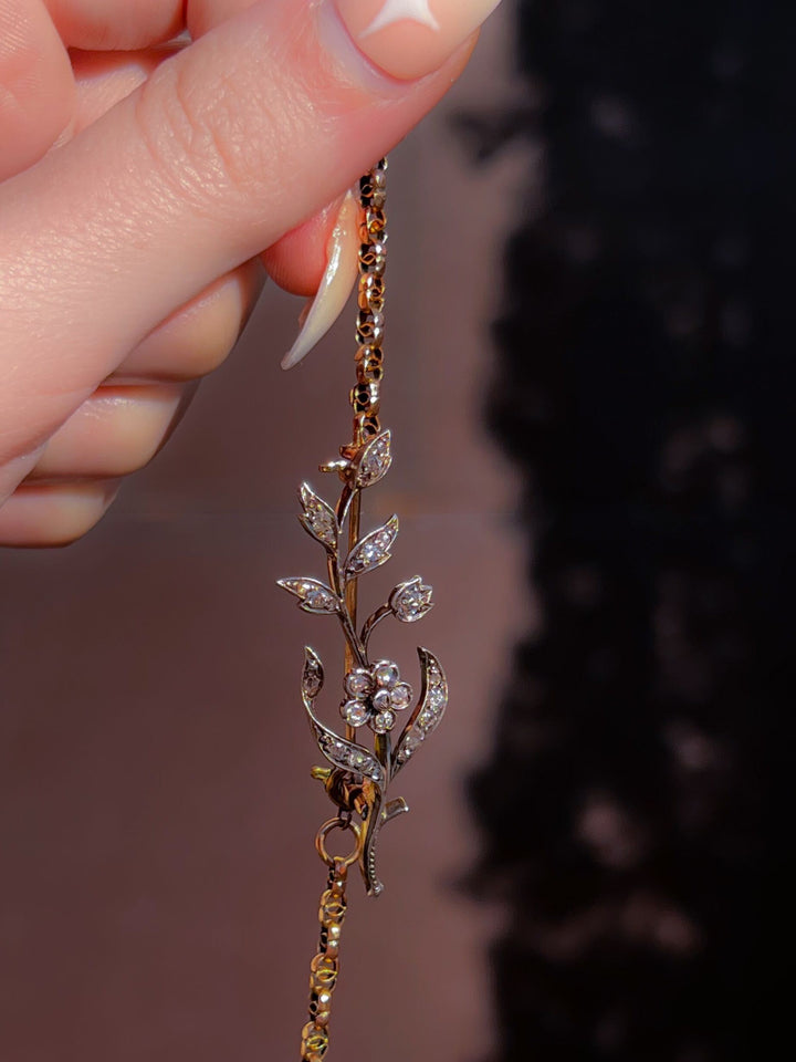 Stunning 9k Diamond Floral Spray Brooch