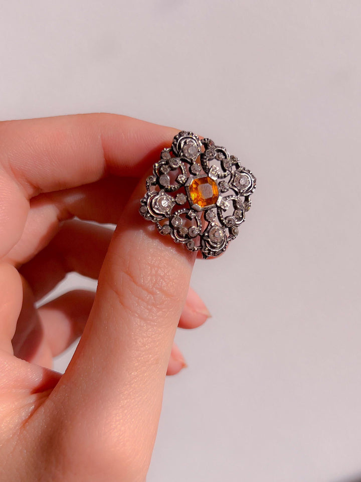 WITH CLASP FIX FOR A Superb 1860’s Sterling Brooch In Diamond + Topaz Paste