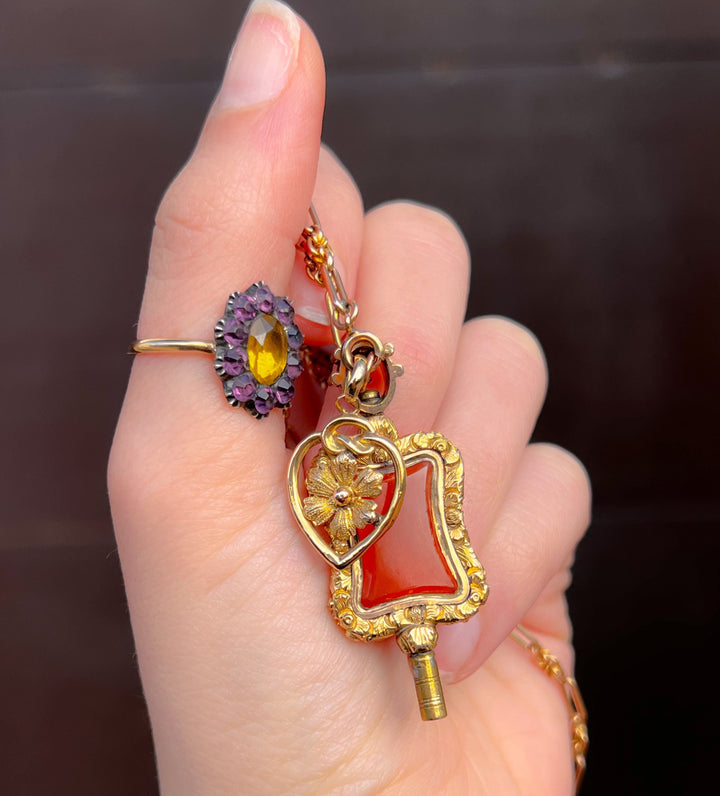 Harlequin Paste Georgian Conversion Ring (Amethyst and Citrine Paste)