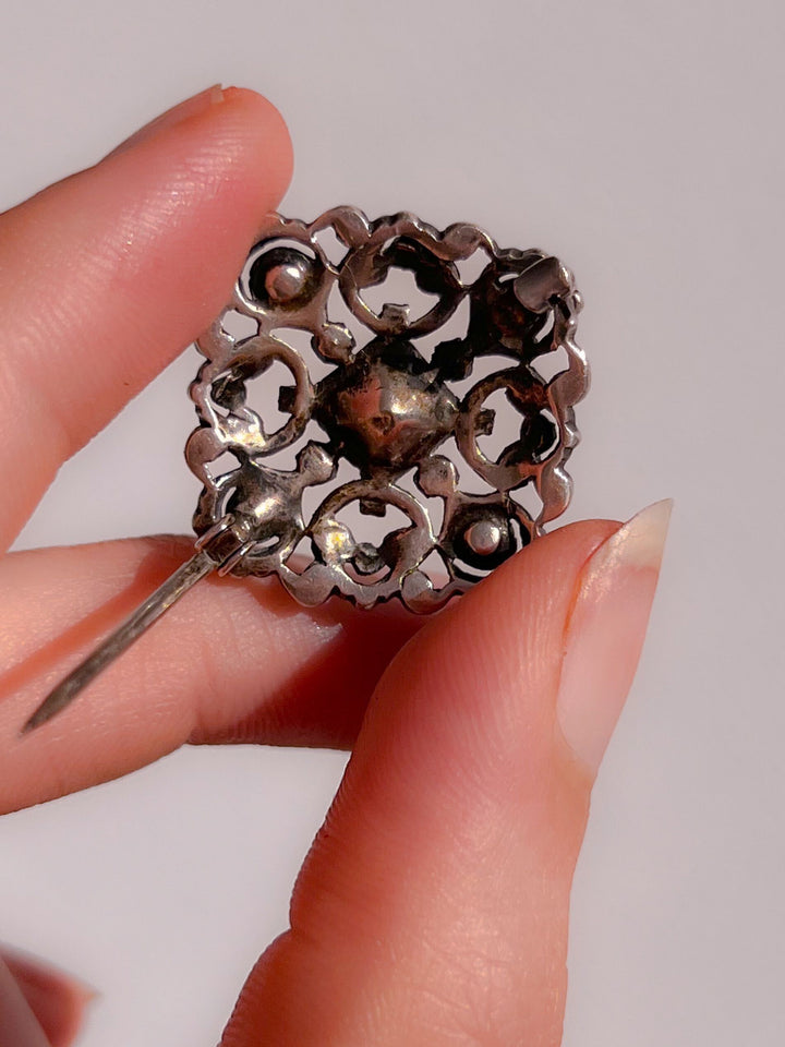 WITH CLASP FIX FOR A Superb 1860’s Sterling Brooch In Diamond + Topaz Paste